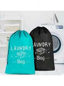1 peça, saco de roupa suja extra grande para viagem com cordão, saco resistente para guardar roupas sujas, cesto de roupa fácil de instalar, essencial para viagem, 4 cores disponíveis, padrão transparente, fecho com cordão, poliéster de alta qualidade e resistente a rasgos, dobrável, adequado para viagens, dormitório, cruzeiro, armazenamento, saco de roupa suja, saco de armazenamento - Multicolorido - Ver 3