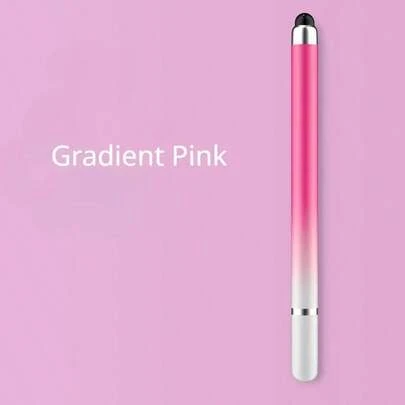 1Pc Essential Macaron Gradient Color Double-Ended Touch Pen, Round Disc Touch Screen Pen, Mobile Phone And Tablet Handwriting Pen, Clip Drawing Capacitive Pen Office Supplies