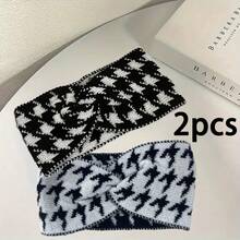 许多女士黑白千鸟格秋冬羊毛发带时尚新款十字宽边针织运动束发带发饰秋季头巾女头巾时尚头巾运动吸汗带秋季头带度假装女 - 彩色 - 查看 14