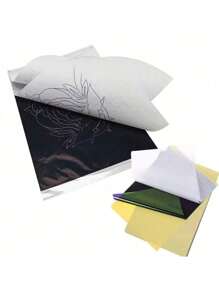 100pcs Professional Tattoo Transfer Paper Stencil Sheets,A4 Size 4 Layers For Tattoo Designs & Supplies (Temporary Tattoo Template),Ideal For Tattoo Artists, Beginners & DIY Enthusiasts,Perfect For Tattoo Practice, Permanent Makeup & Body Art,Great For Christmas Gifts & Halloween Costume Parties