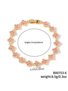 1 件彩色时尚奢华花卉锆石手链 - 橫豎連結式 - 查看 20