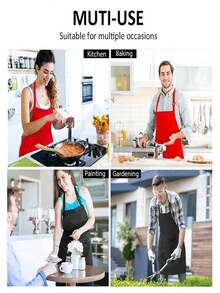 一件防水防油可调节厨房围裙，适合烹饪、烘焙、园艺，带口袋，是送给家庭厨师、烘焙师、花艺师、画家、咖啡师以及圣诞节、万圣节、感恩节等节日的绝佳礼物。 - 彩色 - 查看 7