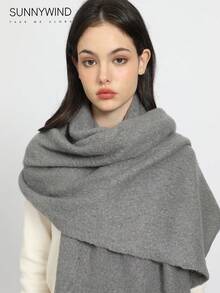 1pc Women's Gray Solid Color Fashionable Soft Knit Scarf, Suitable For Autumn/Winter Warmth And Daily Matching Women Winter Scarves - Dark Grey - View 4