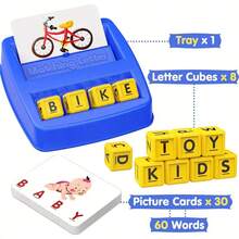 Children's English Word Matching Learning Flash Cards, Early Education Teaching Tool, Tabletop Game For Parent-Child Interaction, Holiday & Birthday Gift - Reading & Spelling Learning Toy, Flashcards, Preschool Tool Set For Boys & Girls, Match Visual Words, Ideal Birthday Present - Multicolor - View 1