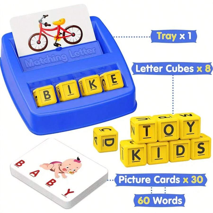 Children's English Word Matching Learning Flash Cards, Early Education Teaching Tool, Tabletop Game For Parent-Child Interaction, Holiday & Birthday Gift - Reading & Spelling Learning Toy, Flashcards, Preschool Tool Set For Boys & Girls, Match Visual Words, Ideal Birthday Present - Multicolor - View 1
