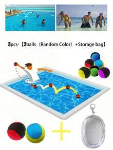 1/3/5个装耐用水上弹力球 - 高回弹橡胶材质，亮丽蓝/黄/黑波点设计，直径2英寸 | 适用于泳池游戏、沙滩活动、湖边休闲、成人水中健美操 - 彩色 - 查看 3