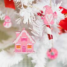 Pink Christmas Tree Decorations - 12/24pcs PVC Pink Christmas Tree Ornaments, Suitable For Decorating Christmas Trees, Santa Claus, Gingerbread Houses, Etc., Ideal Christmas Gift Choice. - Pink - View 5