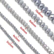 1 件闪亮灰色 AB 色多面算盘水晶扁珠，时尚百搭百搭手工 DIY 串珠散珠，适用于手链、项链、珠宝、时尚珠宝、工艺品、手机挂饰、钥匙扣、装饰品、珠子批发 - 灰AB瓷 - 查看 5