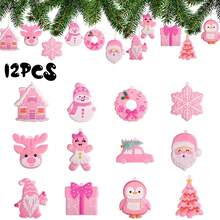 Pink Christmas Tree Decorations - 12/24pcs PVC Pink Christmas Tree Ornaments, Suitable For Decorating Christmas Trees, Santa Claus, Gingerbread Houses, Etc., Ideal Christmas Gift Choice. - Pink - View 12