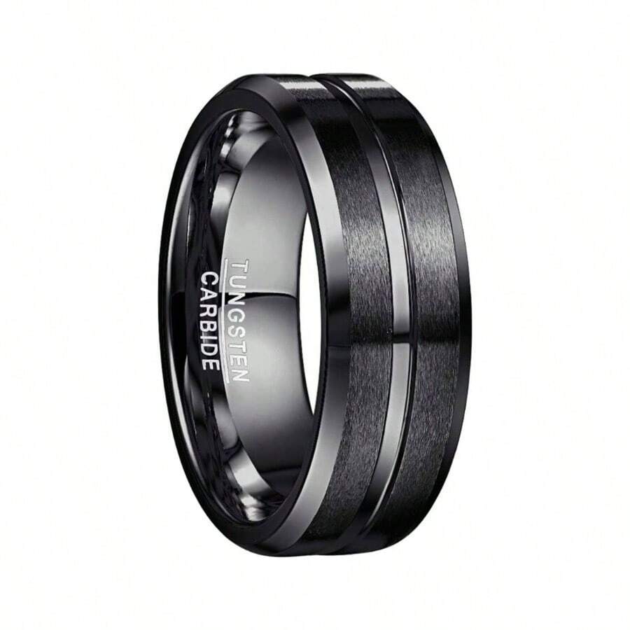 Tungsten Ring For Men Women 4/6/8/10mm Black/Blue/Gold/Rose Gold/Silver Groove Wedding Bands Beveled Edges Engraved I Love You Size 4 To 17