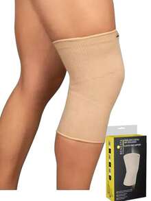 Rodillera elástica beige antideslizante soporte Benesta, brinda soporte y protección, ideal para ejercicio, deportes y rehabilitación, material cómodo y transpirable - Caqui - Ver 2