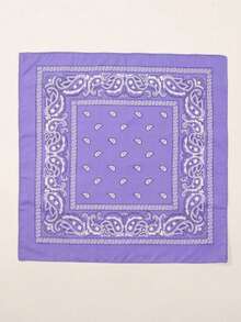 1pc Fashion Versatile Printed Novelty Large Handkerchief Headband, Suitable For All Seasons Bandana Scarf For Dress,Beach,Holiday,Travel Essential - Light Purple - View 3