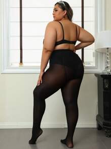 1 Pair Of Women's Plus-Size Leggings, 80D Opaque Solid Color Leggings, Soft Polyester Fiber Material, Hand Washable, Available In A Variety Of Colors, High-Waisted Tights, Suitable For Plus-Size Women.