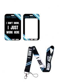 1 套带持有人引言印刷挂绳，带身份证夹和钥匙扣，可爱涂鸦设计，适合女性、男性、员工、学生 - 彩色 - 查看 9