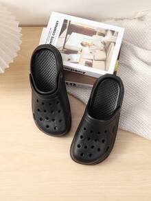 女士简约厚底穿孔凉鞋 - 黑色 - 查看 3