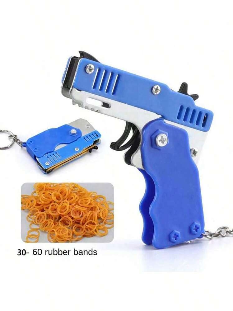 Juguete de banda de goma con estallido metálico - Mini lanzador plegable con llavero, 30 piezas-60 piezas de bandas de goma, juguete portátil de tiro perfecto para actividades interiores y exteriores, mini regalo, decoración de habitación - Multicolor - Añade 14