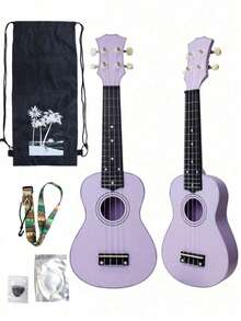 Soprano Ukulele For Beginners 21 Inch Bright Face Acoustic Gift Adult Kit Accessories Eucalyptus Eucalyptus Family Rainbow Seriebright Fac It Is Very Suitable For Family As A Birthday Present. - Multicolor - View 6