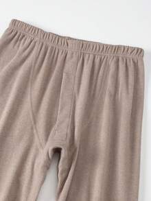 2pcs Men's Crew Neck Long Sleeve T-Shirt + Pants, Warm Casual Underlayer Fleece Sweatshirt Top And Bottoms For Autumn/Winter