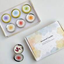 6 Gift Boxes Containing Large Bean Wax Dried Flower Scented Candles, Wedding Souvenirs, Birthday Gifts, Fragrant Floral Scented Candles