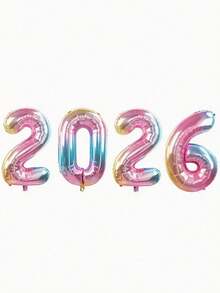 4 件/套 2026 数字铝箔气球套装，新年气球，适用于派对装饰、节日家居装饰、新年派对装饰、室内外装饰、家庭聚会、庆祝装饰、圣诞节 - 彩色 - 查看 12