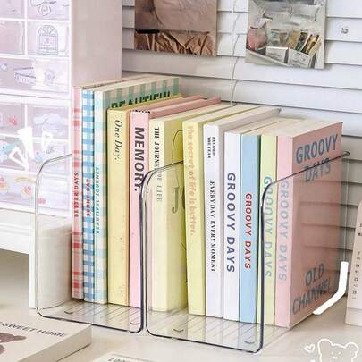 1 件优质亚克力透明加厚创意简约大容量书架，办公桌书籍和文件整理器，返校