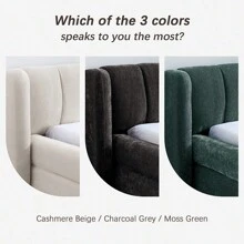 YOGLAD Modern Beige Queen Size Platform Bed Frame Upholstered With Soft Chenille Fabric, Premium Thickly Padded Headboard & Solid MDF Frame (Durable No-Wobble Design) -  Luxury Bed With Easy Assembly Kit, Hotel Style Bedroom Furniture For Master, Bedroom, Trending Contemporary Bed Frame With Storage Option & Noise-Free Structure