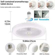 Ventilador de teto com controle remoto regulável de 30 W, base E27, ajuste silencioso de 3 velocidades, lâmpada LED, 85-265 V