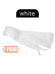 2 Pairs Lightweight Sheer Shoelaces, Women's Dance Shoes Decorative Accessories, Fashionable Solid Color Lace Shoelaces, Suitable For Sneakers, Flats, Athletic Shoes