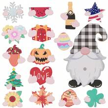 Bandeja decorativa de madera intercambiable con capas para la decoración estacional del 4 de julio, decoración navideña DIY con cartel magnético desmontable de bienvenida, para la decoración del hogar en días festivos