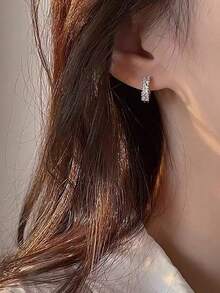 6pcs/Set Copper Zirconia Stone Minimalist Elegant Earrings Set, Versatile Fashion Jewelry Suitable For Mother's Day Gift