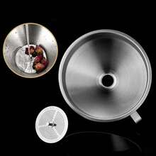 Embudo de cocina de acero inoxidable 304, embudo de aceite líquido con colador, pequeño filtro de metal para alimentos y aceite para botellas, gadgets de cocina - Plata-1 pieza - Ver 5