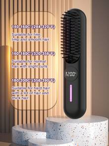 GENAI 直发梳，便携式负离子直发刷，长效电池热梳直发器，轻巧迷你便携，防烫设置 - 彩色 - 查看 5