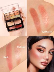 Disco de sombra de ojos, iluminador y rubor en combinación de tres capas, con acabados perlados, mate y brillante. Ideal para maquillaje diario y de festivales musicales, de larga duración. Una sola paleta con múltiples usos, esencial para viajes, fácil de llevar y ahorra espacio.