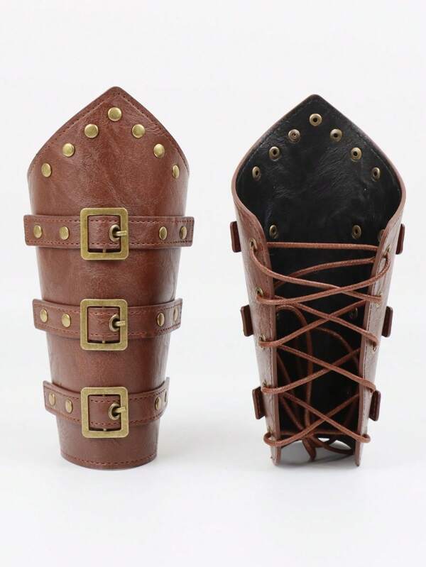 1PC Medieval Style Leather Arm Guard Men Role Play Costume Wrist Bracers For Men And Women Halloween Costume Party Props Renaissance Accessories