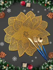 1/4/6 قطعة من أطباق الطاولة المزينة بنبات الذهبي من البي في سي، عازلة للحرارة ومانعة للانزلاق، مناسبة لديكور فنادق ومطاعم ، وحفلات الزفاف وعيد الحب والاحتفالات العطلات والنزهات وحفلات أعياد الميلاد