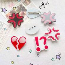 10 件可爱表情亚克力汗水、愤怒和燃烧的情绪表达发夹侧刘海发饰发夹爪夹发夹发夹发夹，头发夹，学校用品 - 彩色 - 查看 7