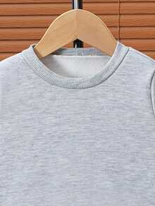 Baby Girl Casual Dinosaur Print Crew Neck Sweatshirt And Pants Set, Autumn/Winter