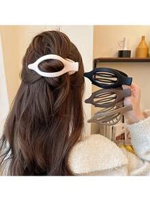 4 قطع/1 قطعة مشابك شعر بيضاوية ذات لمعة خافتة، إكسسوارات شعر أنيقة وعملية بألوان صلبة متناسقة، مناسبة للاستخدام اليومي والحفلات والتنقل والعطلات، لتثبيت الذيل والكعكة وغسل الوجه والمكياج وتنسيق الملابس، إكسسوارات مشابك شعر موسمية للخريف والشتاء للنساء