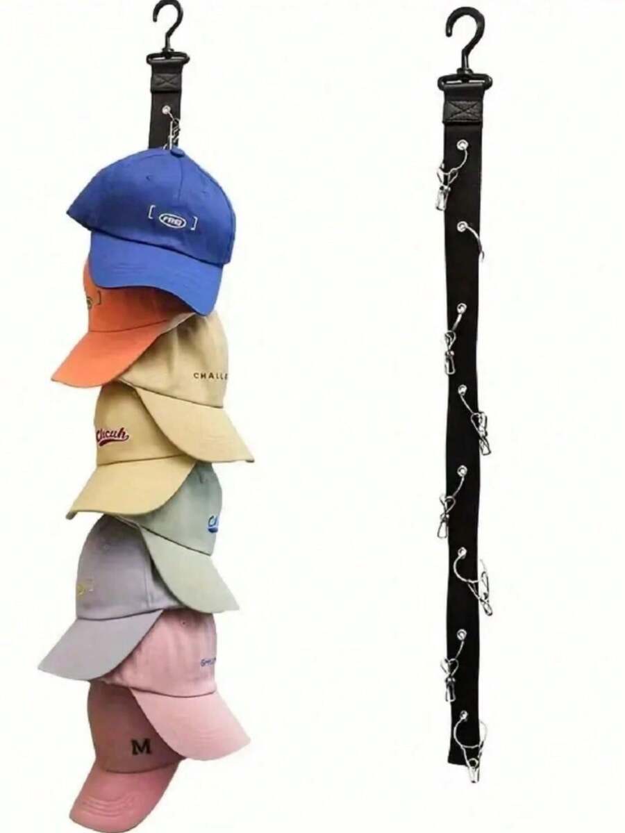 不锈钢帽子架，带 8 个夹子 - 可收纳 16 顶棒球帽 - 家居及衣橱非电动帽子收纳整理架 - 彩色 - 查看 1