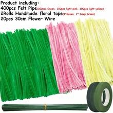 432pcs/Set Color Flower DIY Twisting Felt Pipe With Flower Wire Flaral Tape Handmade Floral Art Flower Making Material Mother's Day Gifts - Multicolor - View 9