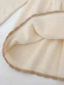 Autumn New Baby Girl Knitted Long Sleeve Dress, Elegant Floral Ruffled Princess Sweater Dress - Apricot - View 7