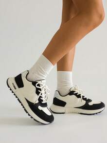 SRSOO 2025复古德式运动鞋，厚底厚底运动鞋，春秋女鞋 - 黑與白 - 查看 4