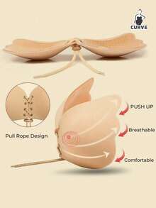 1/2 Peças Sutiã Adesivo Invisível Plus Size - Sutiã Sem Arame, Cordão, Autoadesivo, Sem Alças, Decote em V Profundo, Efeito de Elevação e Realce do Decote, Acessório de Lingerie Respirável e Confortável para Casamento e Uso Diário