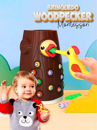 Intelligence Development Of Woodpecker Insect Catching Game Toy, Early Education Magnetic Fishing Toys For Children Kids Gifts