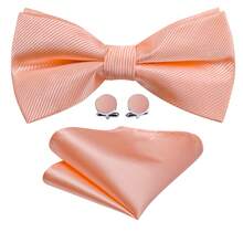 3 件男士领结黄粉紫金色预扎手帕袖扣套装婚礼领带礼物 - 彩色 - 查看 6