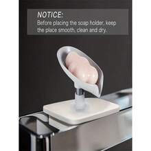 1 PC Soap Box, Soap Shelf Suction Cup, Wall-Mounted No-Drill Creative Draining Rack Does Not Accumulate Water, Household Storage, Leaf Shape Soap Dish With Drain, Suction Soap Holder Tray For Bathroom Accessories, Soap Container, Bathroom Storage And Organization Home Bathroom Decor Back To School