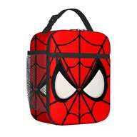 Marvel 1pc Spider-Man Web Print Canvas Backpack/Lunch Bag, Red Canvas With Spider Web Pattern, Side Mesh Pockets, Lightweight & Durable, Suitable For Travel & Outdoor Activities