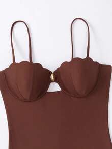 WD VEST Structured Swimsuit With Padded Cups And Central Detail – Sophistication And Style To Shine By The Sea XX343 - Rỉ Nâu - Xem 2