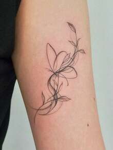 1 件可水洗、防水、防汗、不反光艺术蝴蝶藤蔓丝带临时纹身贴纸，适合日常生活中的人们 - 黑色 - 查看 3