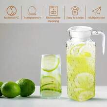  1/2pcs 37.2oz Large Capacity Leak-Proof Cold Pot With Lid - Heat & Cold Resistant PC (Polycarbonate) Water Tank For Refrigerator Storage, Juice, Milk, Iced Tea - Durable Beverage Container For Home Use, Beverage Storage, Transparent Design, Secure Lid Feature - Multicolor - View 2